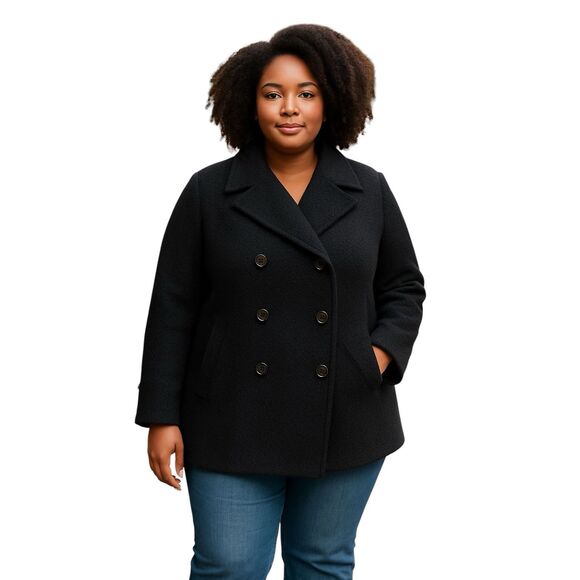Calvin Klein Navy Pea Coat Jacket Womens Plus Size 3XL - Picture 1 of 9